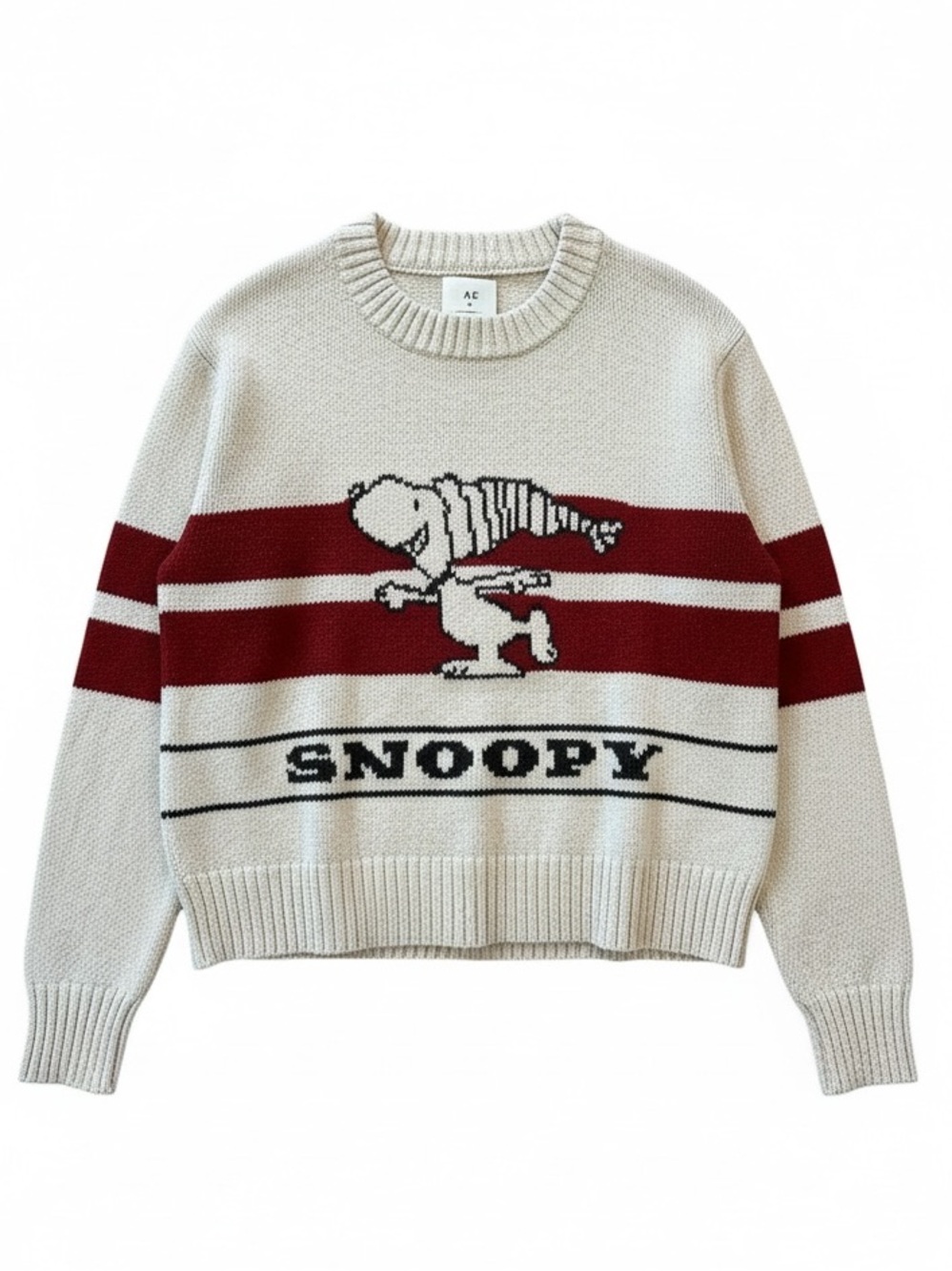 American Eagle + Peanuts collab off white Snoopy crop oversized sweater sz XS
